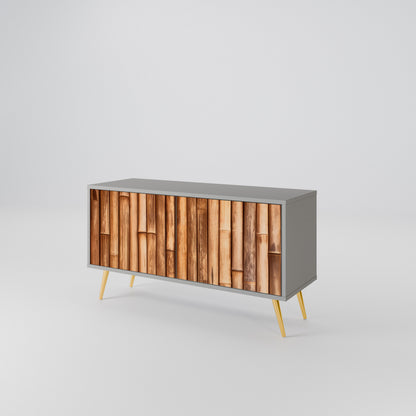 NATURAL WOOD Compact 2-Door TV Cabinet