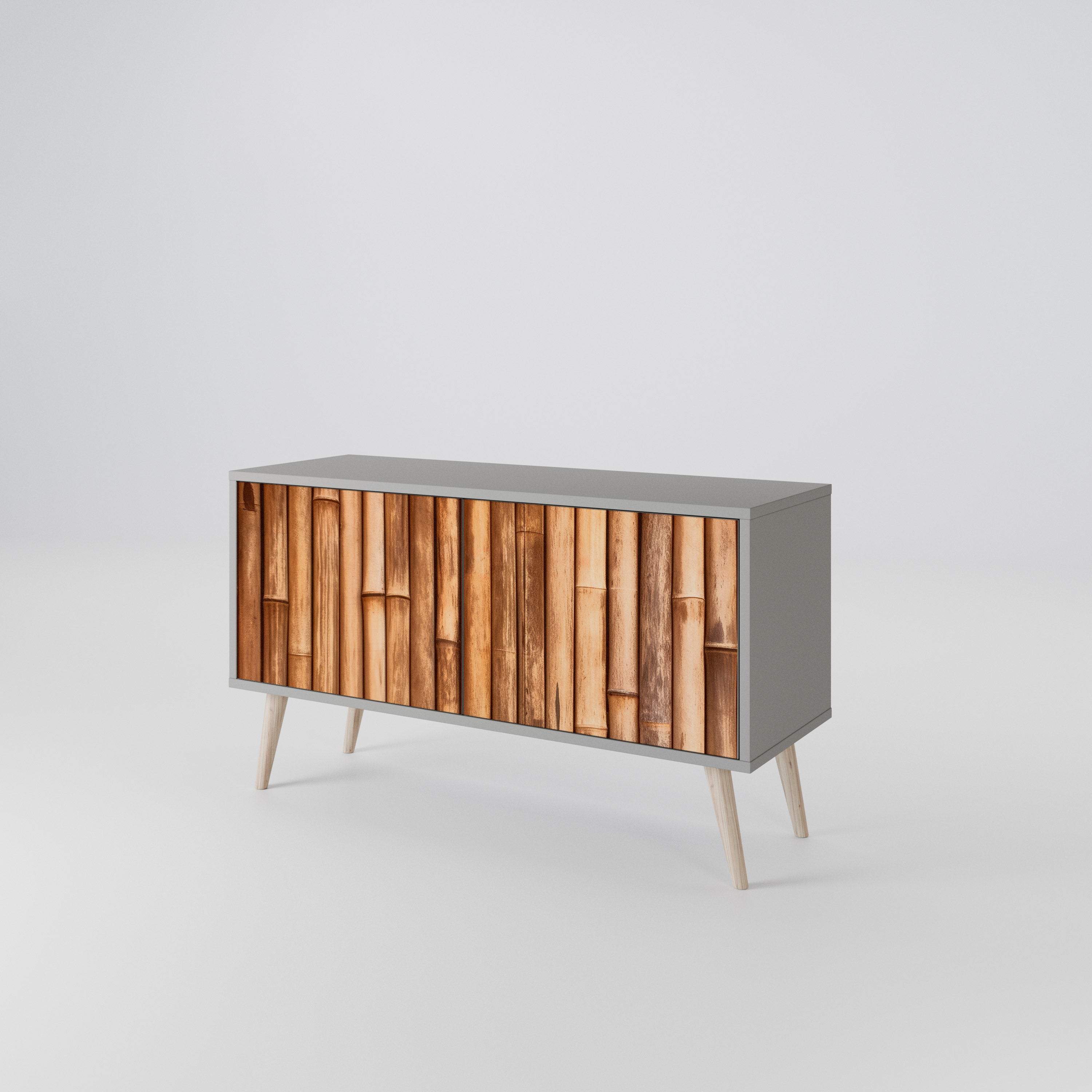 NATURAL WOOD Compact 2-Door TV Cabinet