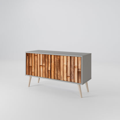 NATURAL WOOD Compact 2-Door TV Cabinet