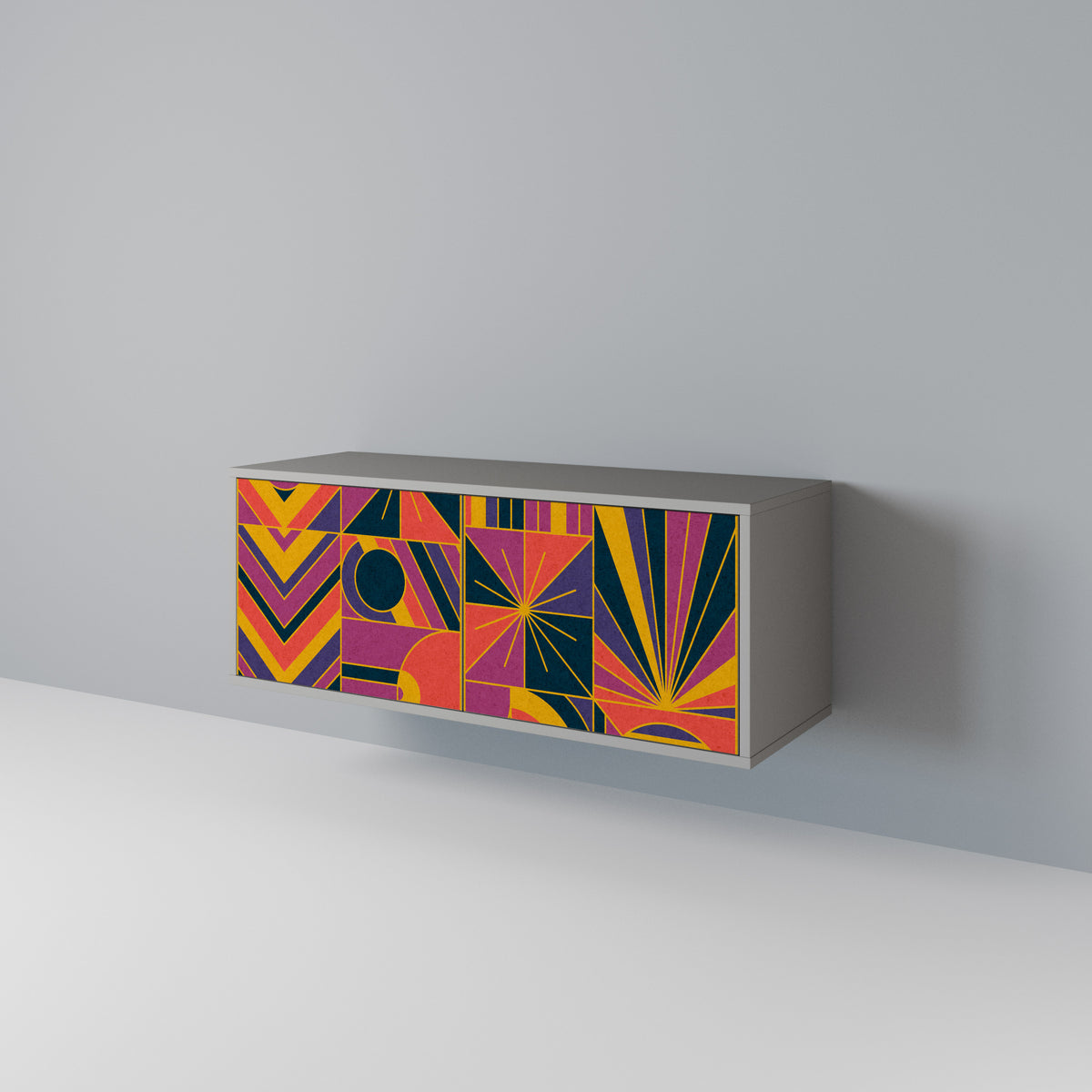 ELECTRIC PATTERNS Compact 2-Door TV Cabinet
