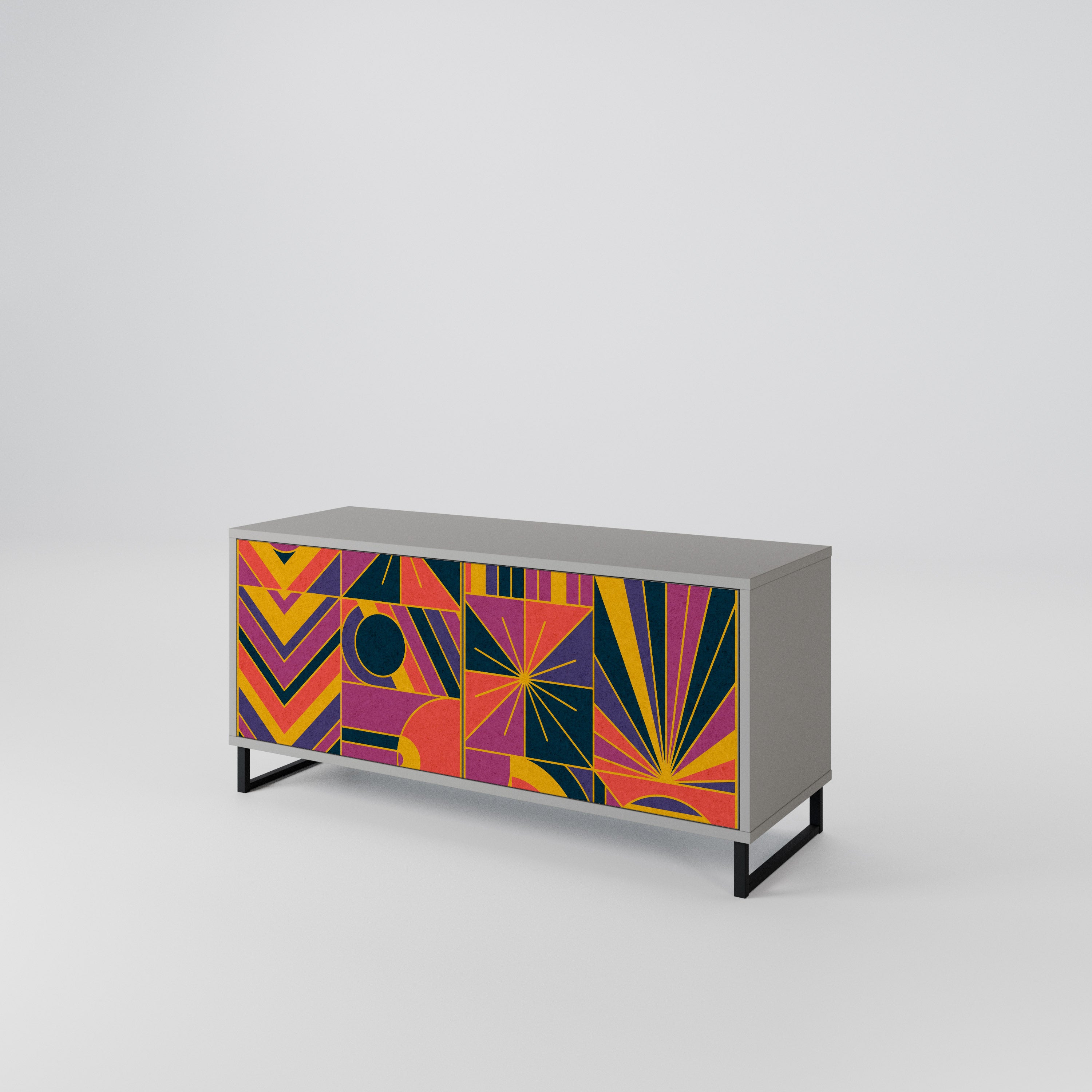 ELECTRIC PATTERNS Compact 2-Door TV Cabinet