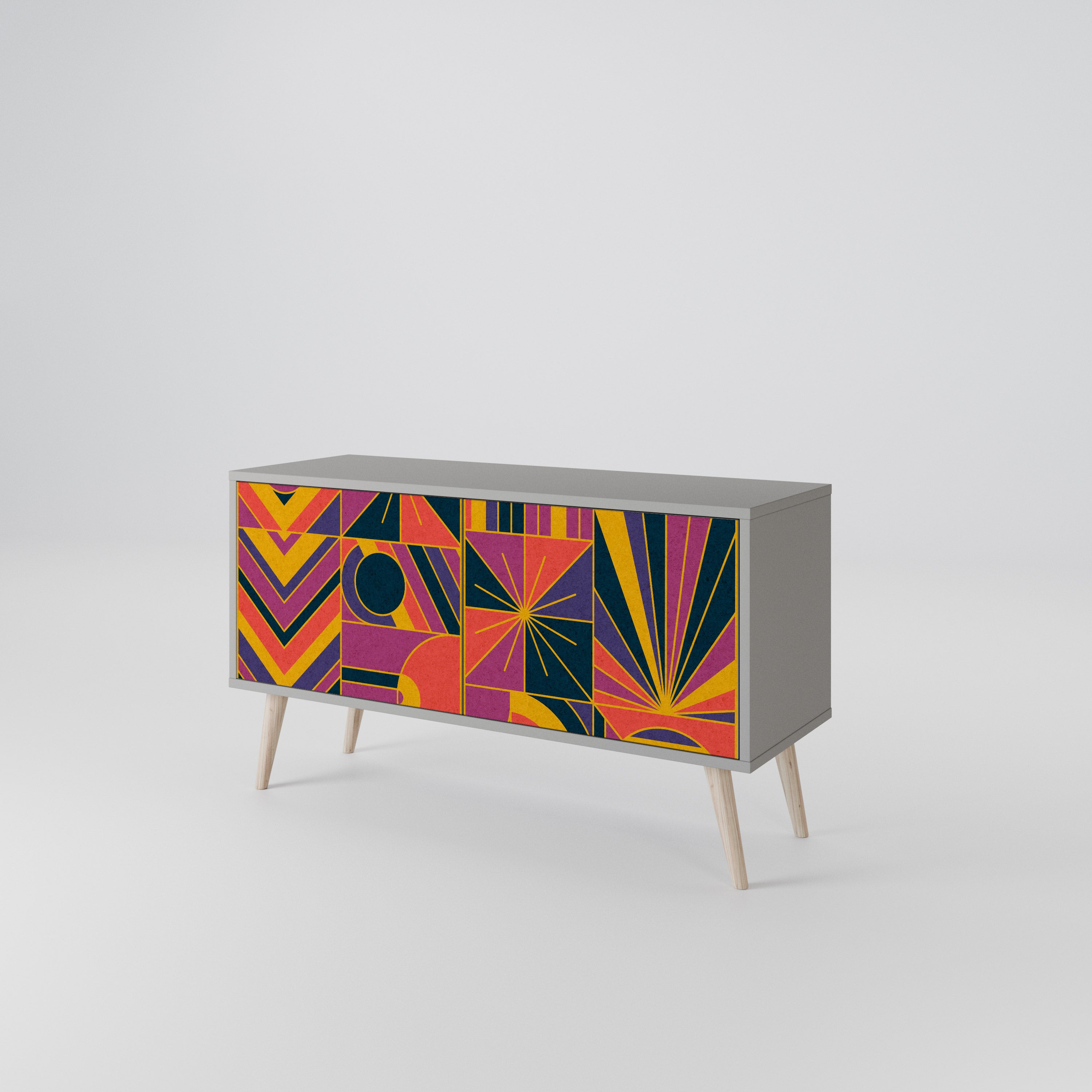 ELECTRIC PATTERNS Compact 2-Door TV Cabinet