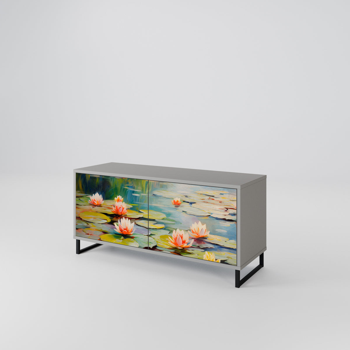 BLOOMING WATERS Compact 2-Door TV Cabinet