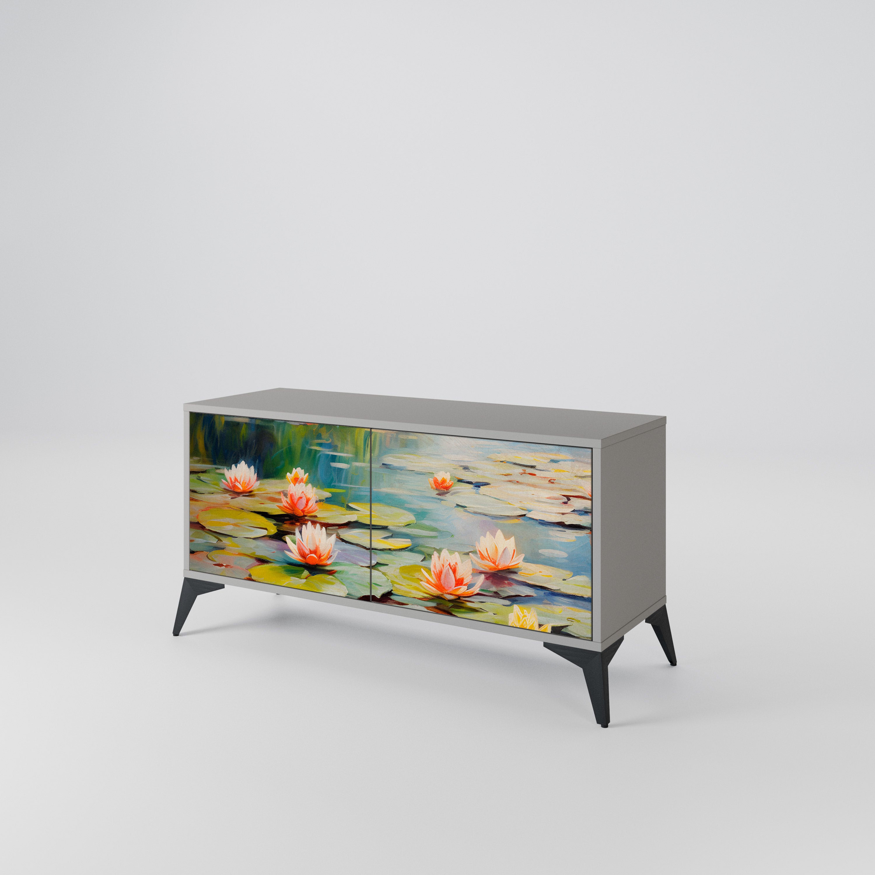 BLOOMING WATERS Compact 2-Door TV Cabinet