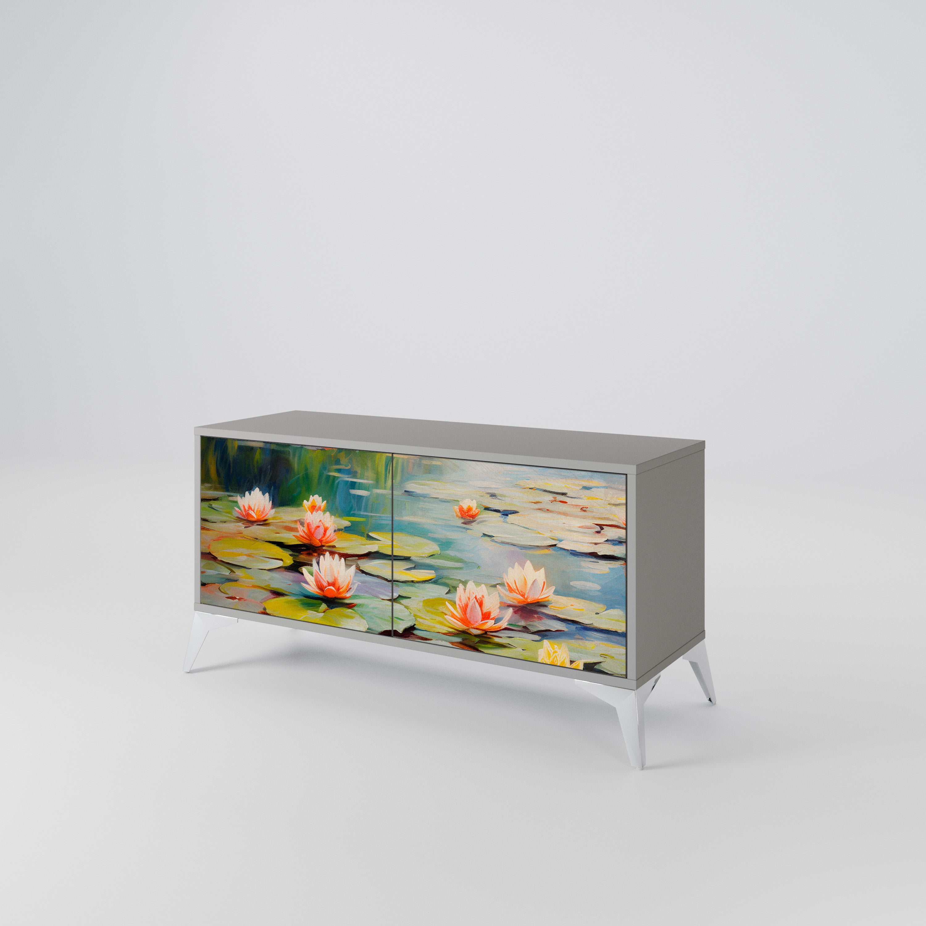 BLOOMING WATERS Compact 2-Door TV Cabinet