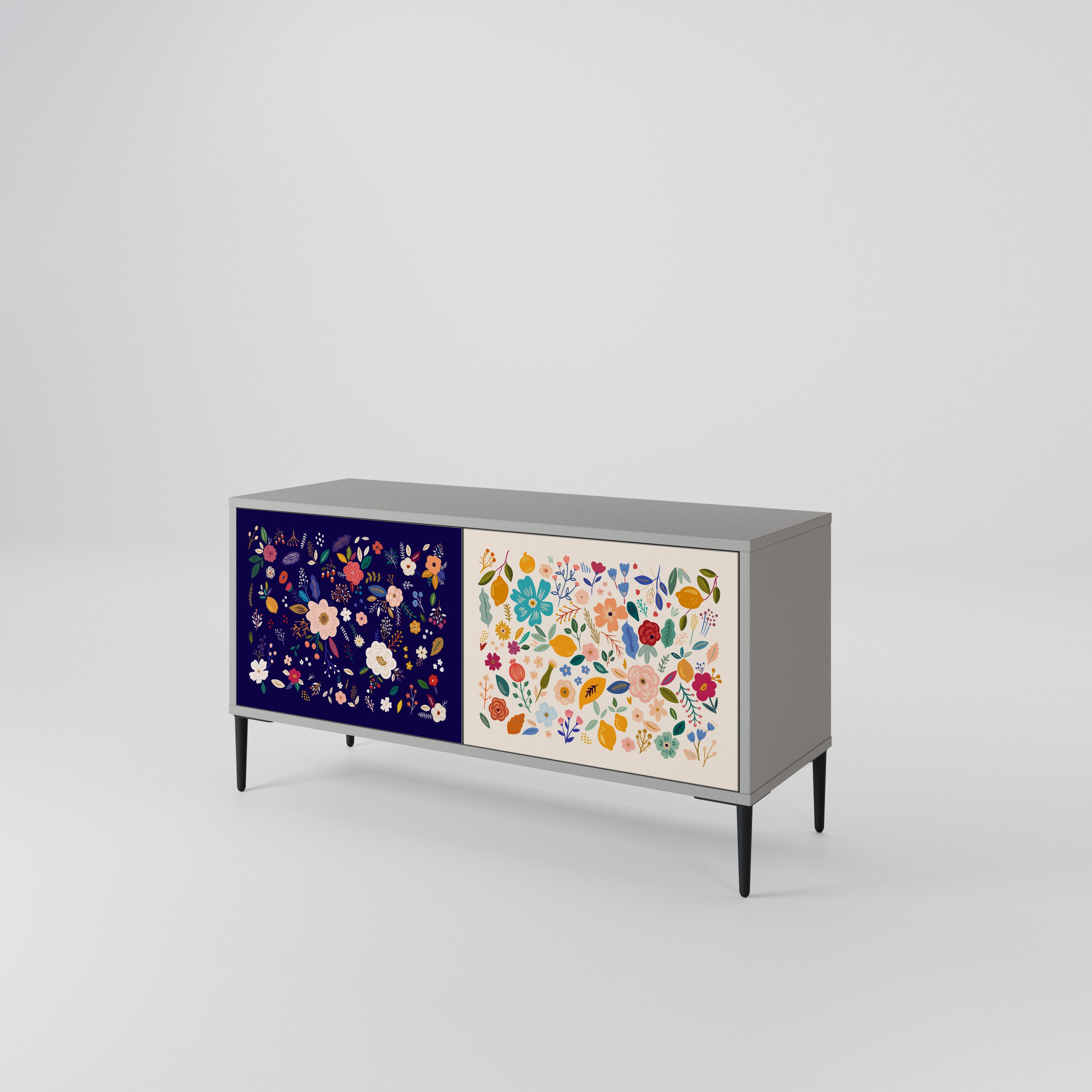 FLORAL COMBINATION Compact 2-Door TV Cabinet