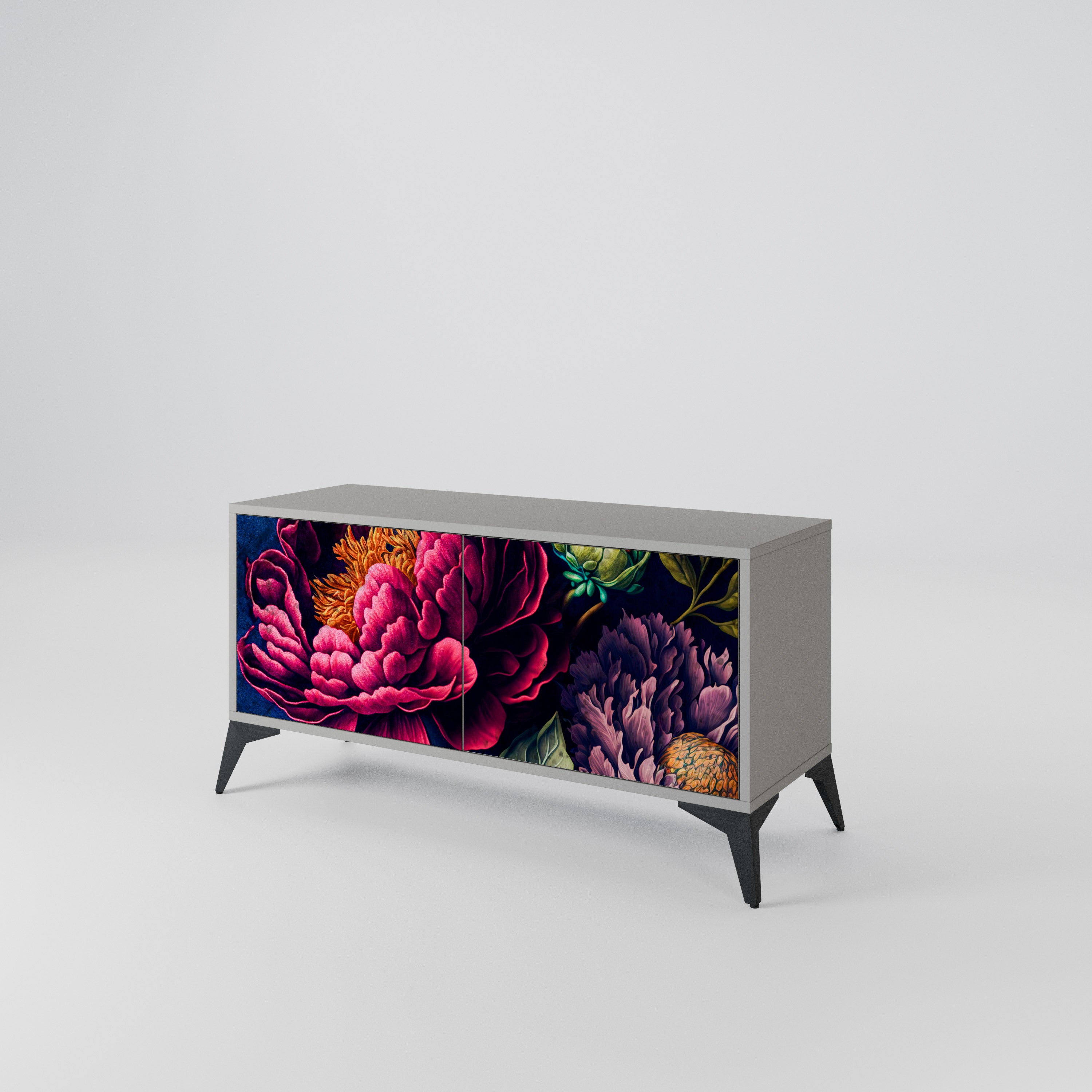 BLOOMING ELEGANCE Compact 2-Door TV Cabinet