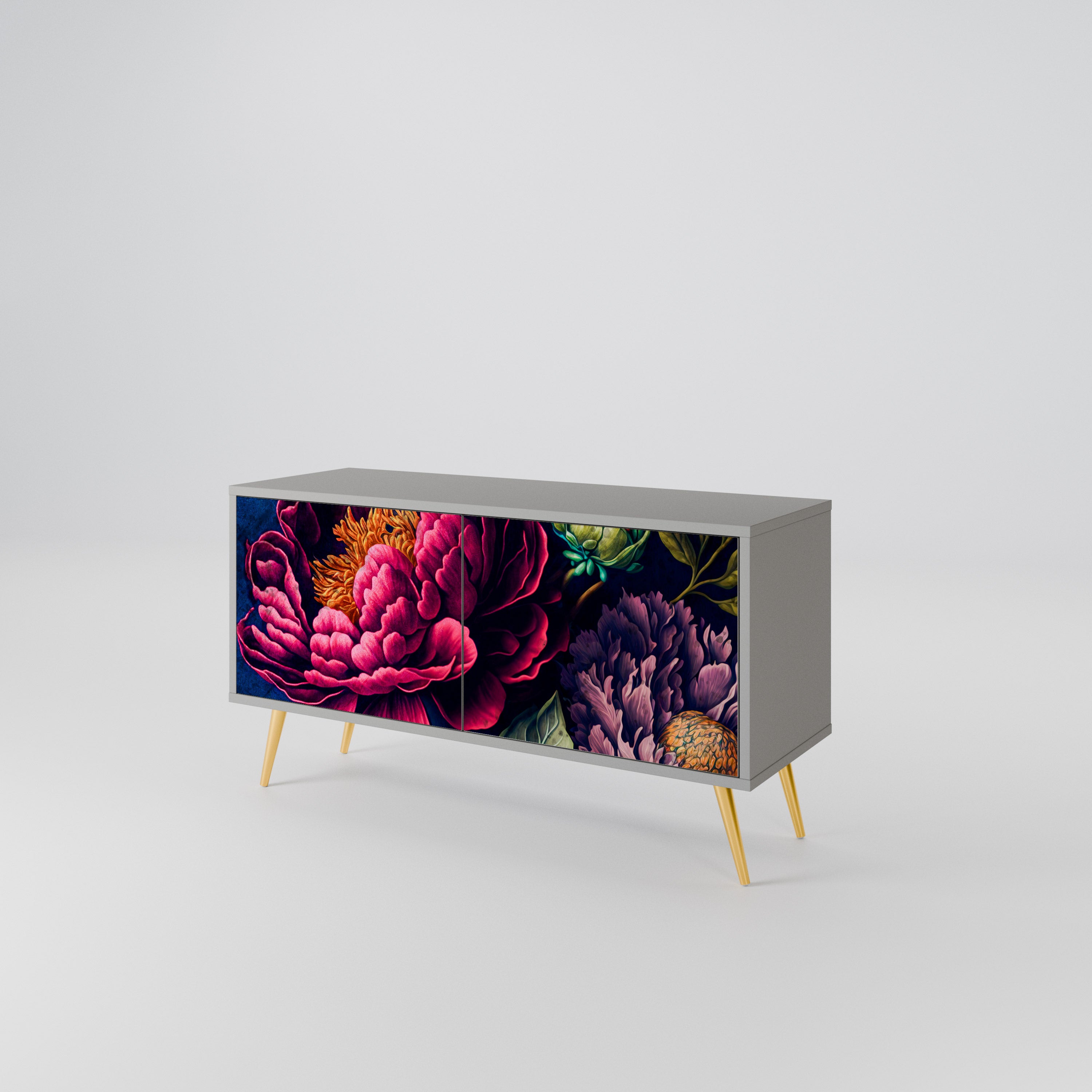 BLOOMING ELEGANCE Compact 2-Door TV Cabinet