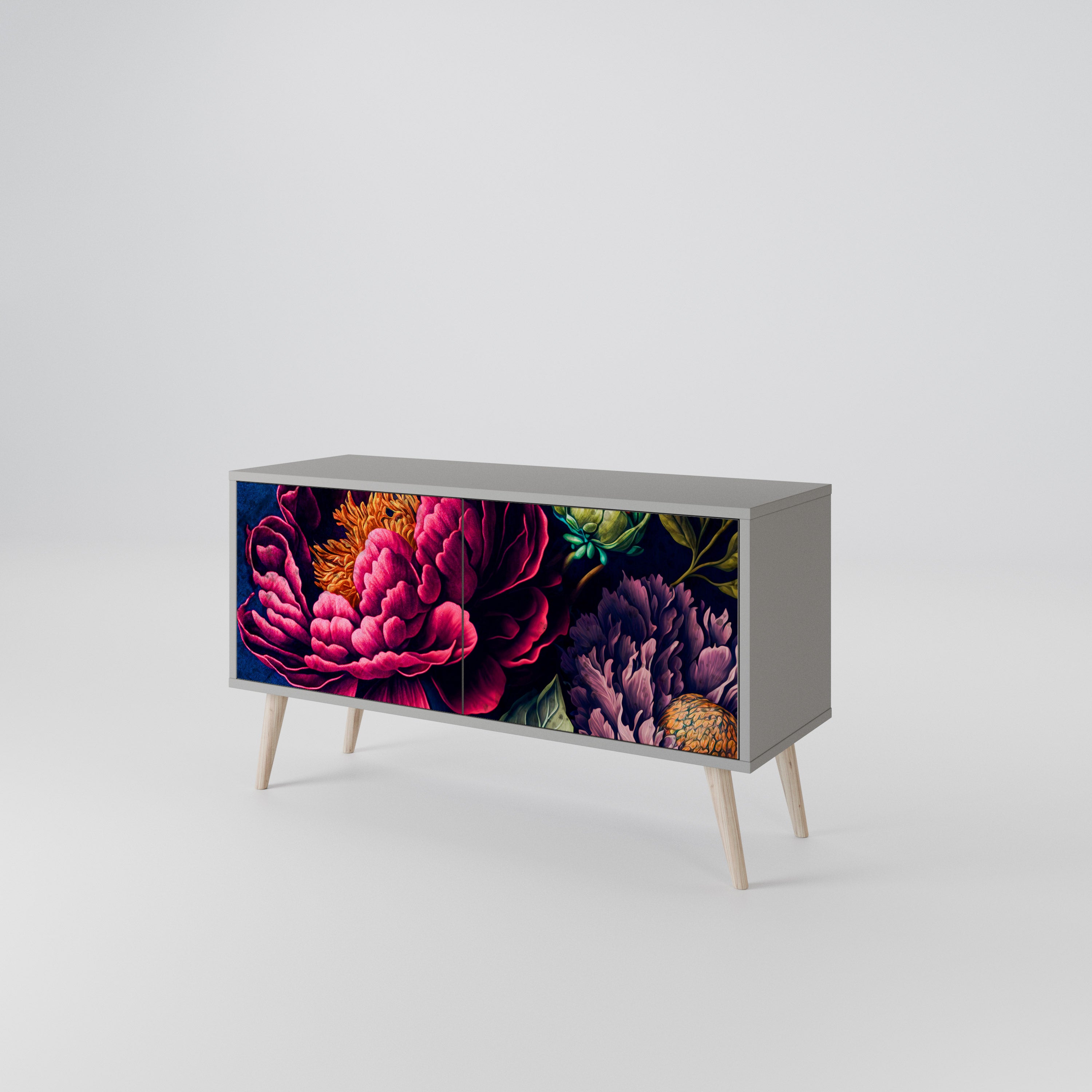 BLOOMING ELEGANCE Compact 2-Door TV Cabinet