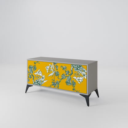 YELLOW CHINOISERIE Compact 2-Door TV Cabinet