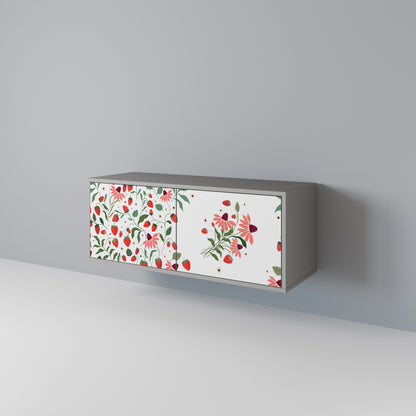 FLOWERS AND STRAWBERRIES Compact 2-Door TV Cabinet