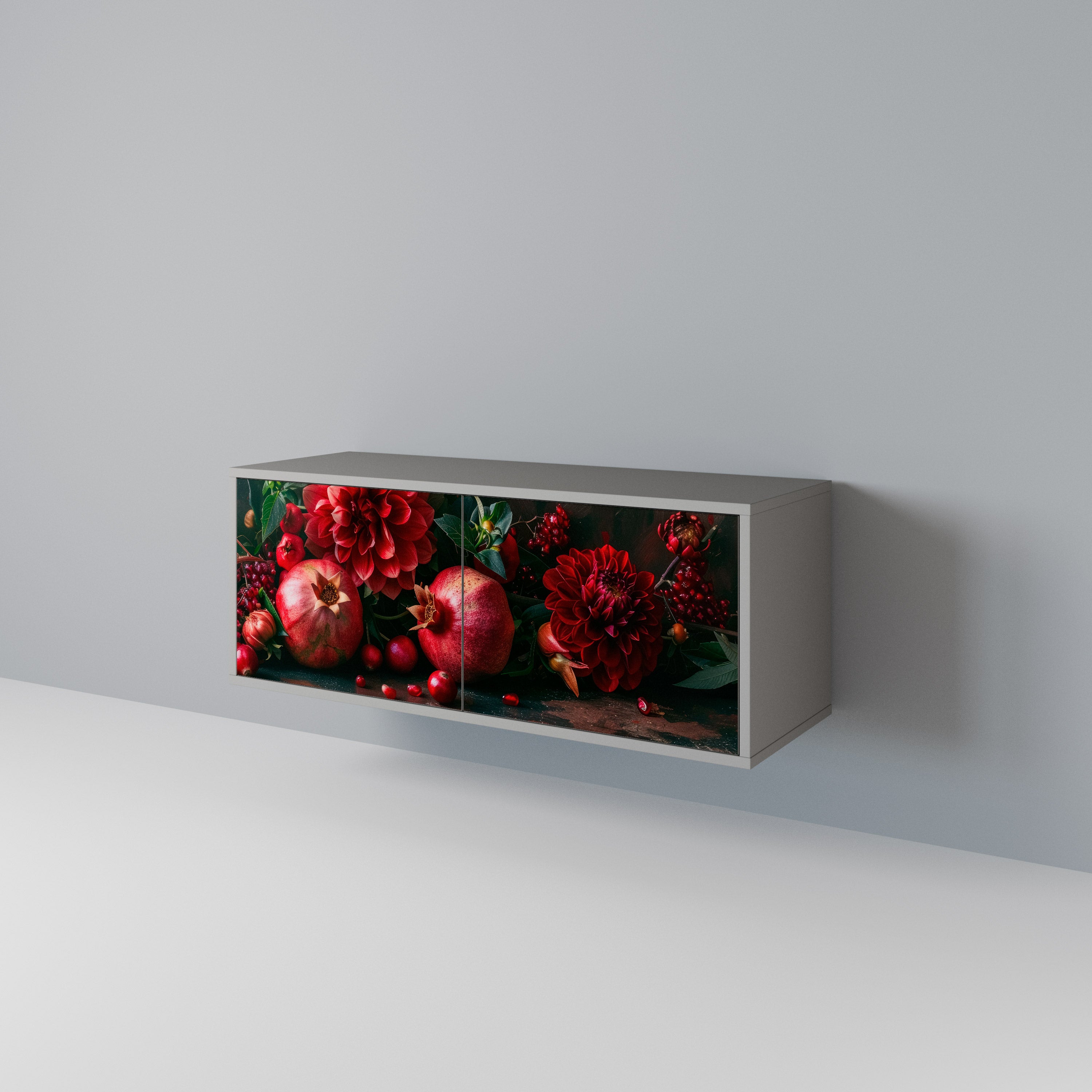 DAHLIAS AND POMEGRANATES Compact 2-Door TV Cabinet