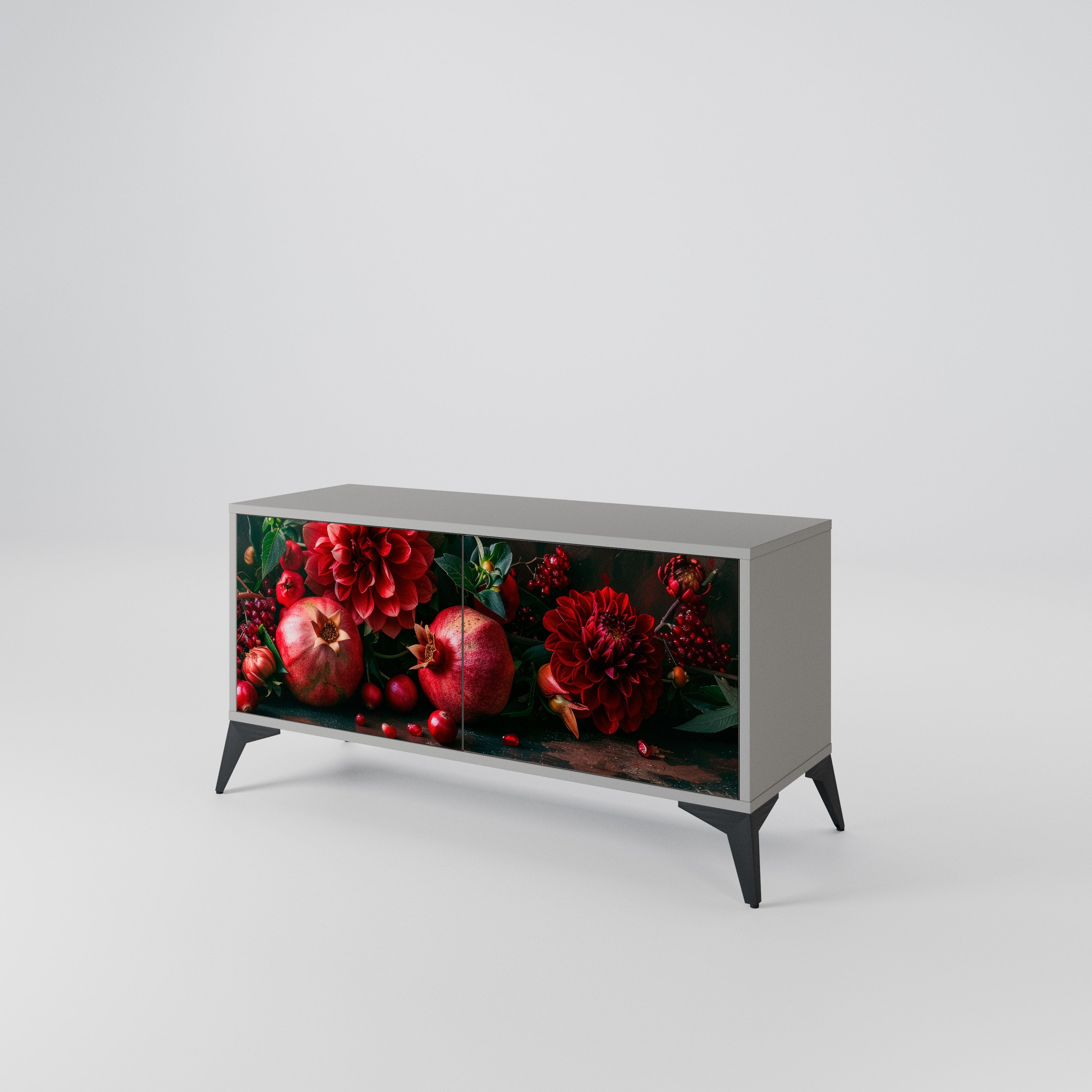 DAHLIAS AND POMEGRANATES Compact 2-Door TV Cabinet