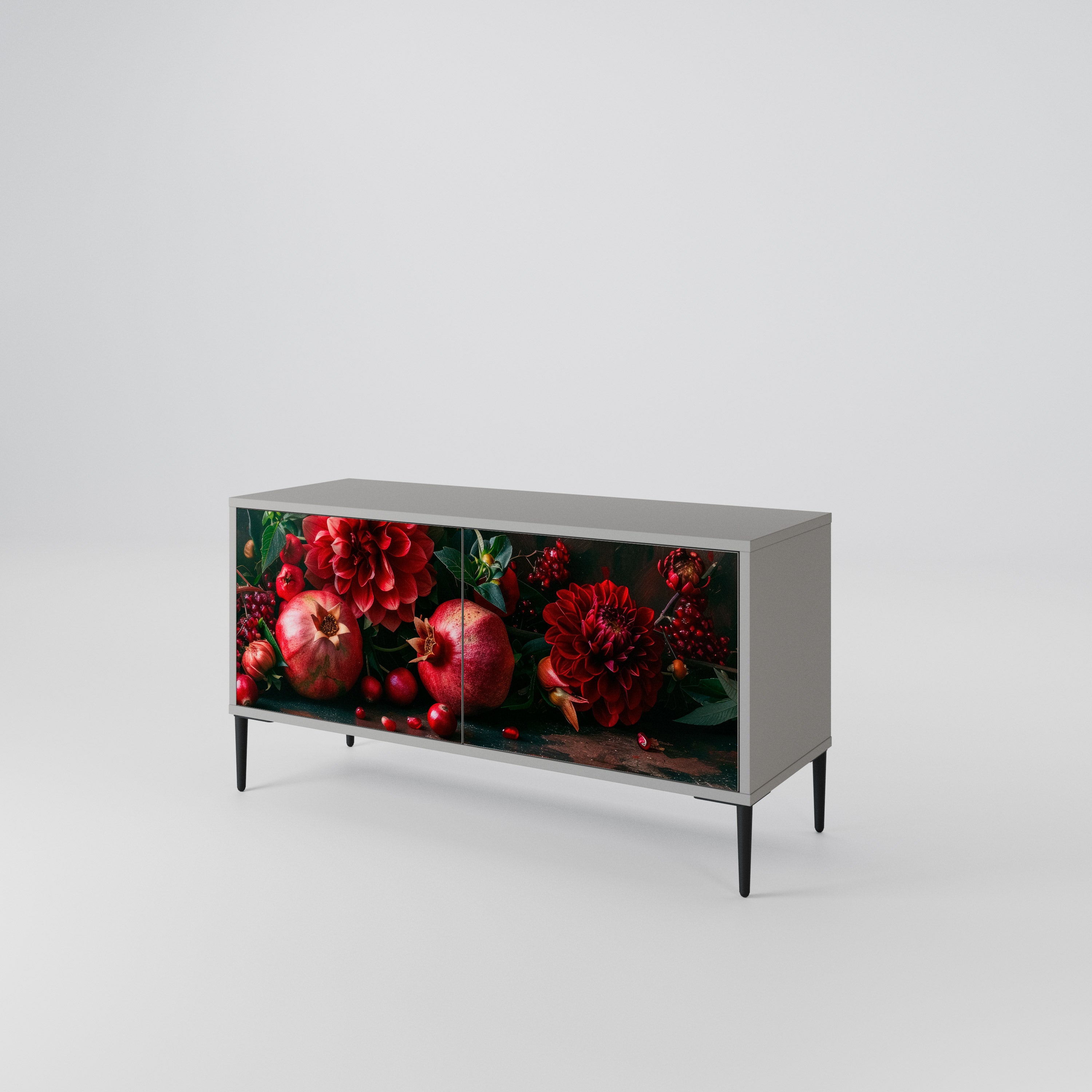 DAHLIAS AND POMEGRANATES Compact 2-Door TV Cabinet