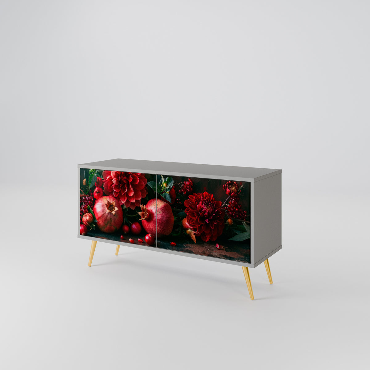 DAHLIAS AND POMEGRANATES Compact 2-Door TV Cabinet