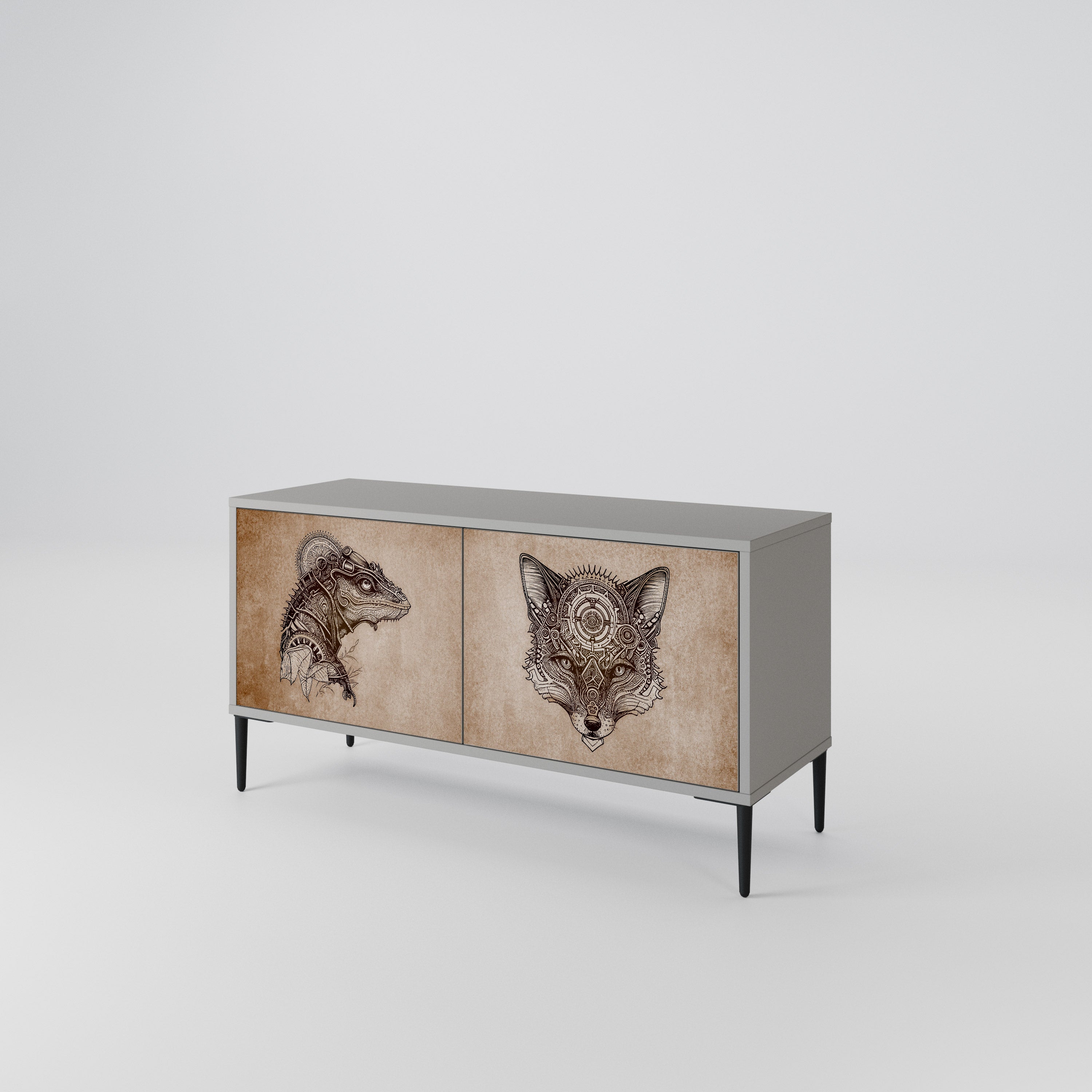 STEAMPUNK CLAN Compact 2-Door TV Cabinet