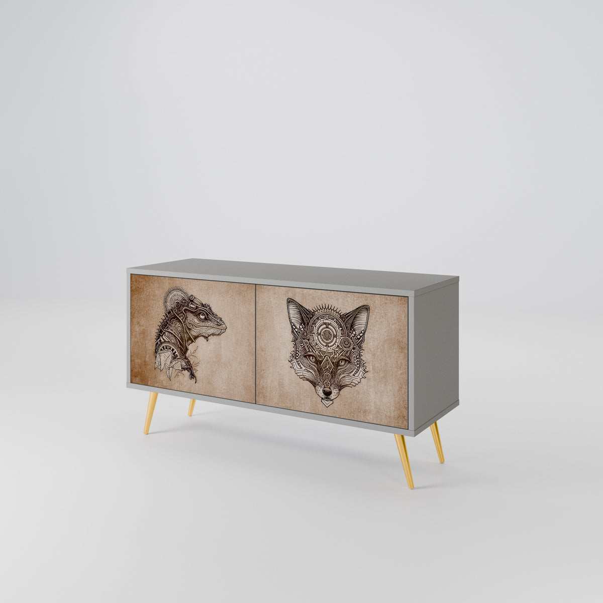 STEAMPUNK CLAN Compact 2-Door TV Cabinet