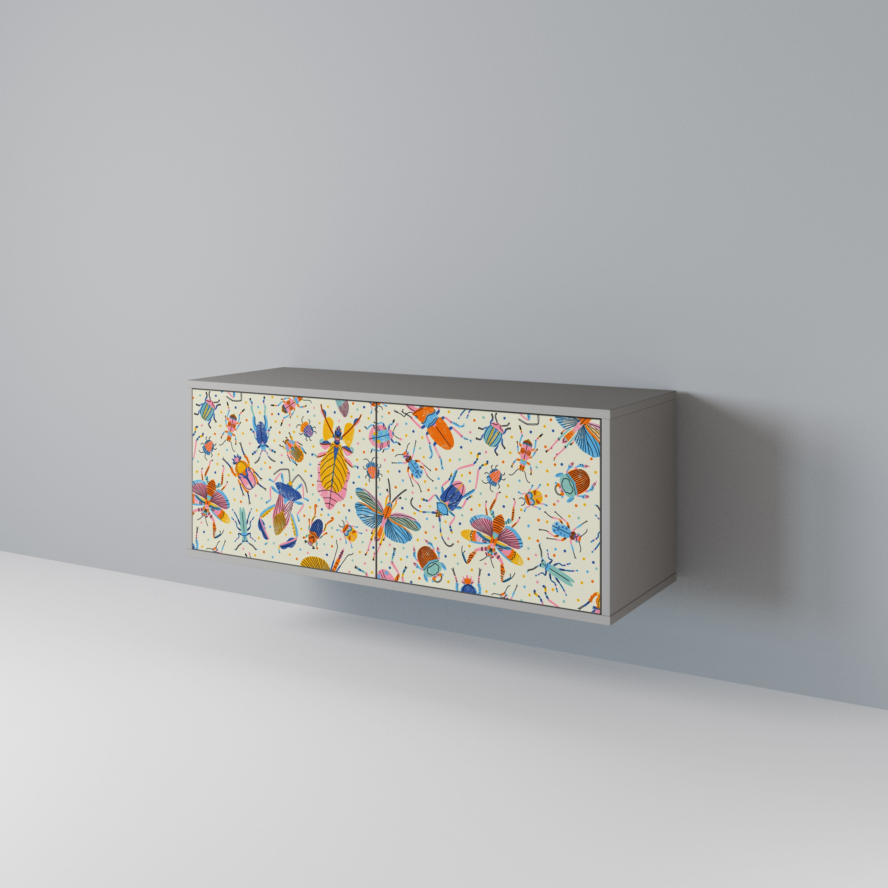 COLORFUL INSECTS Compact 2-Door TV Cabinet