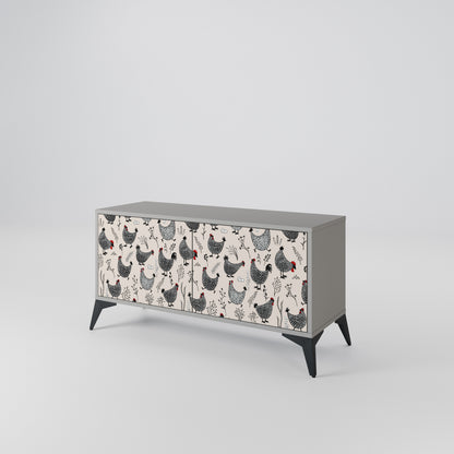 HAPPY HENS Compact 2-Door TV Cabinet