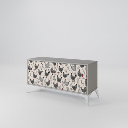 HAPPY HENS Compact 2-Door TV Cabinet
