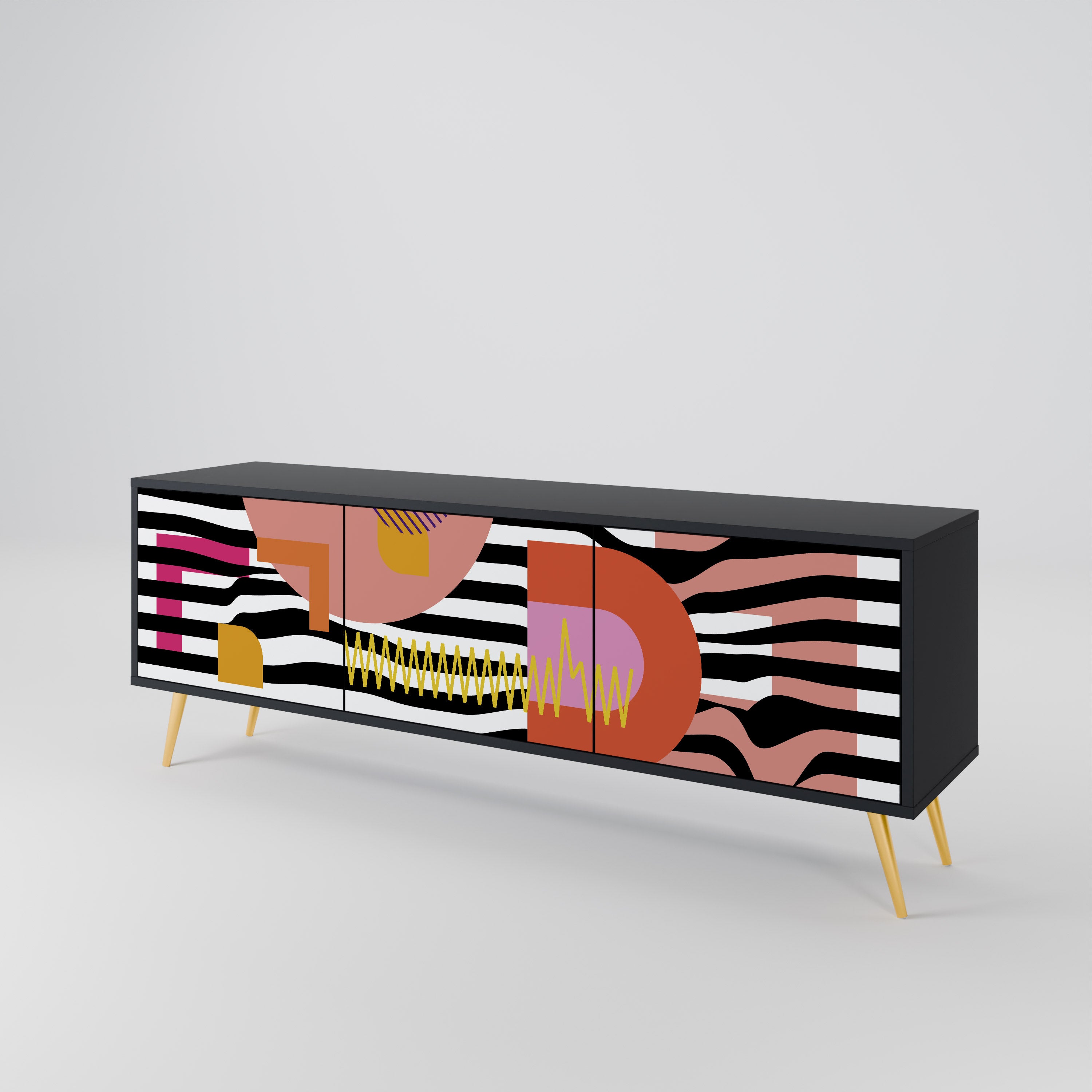 CHROMATIC ABSTRACT 3-Door TV Cabinet