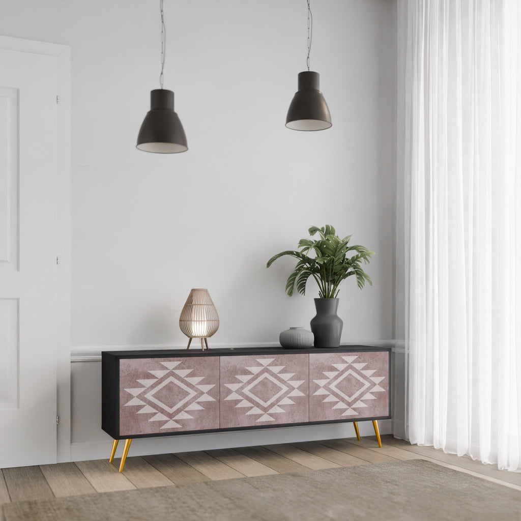 MARVEL MOSAIC 3-Door TV Stand in Black Finish