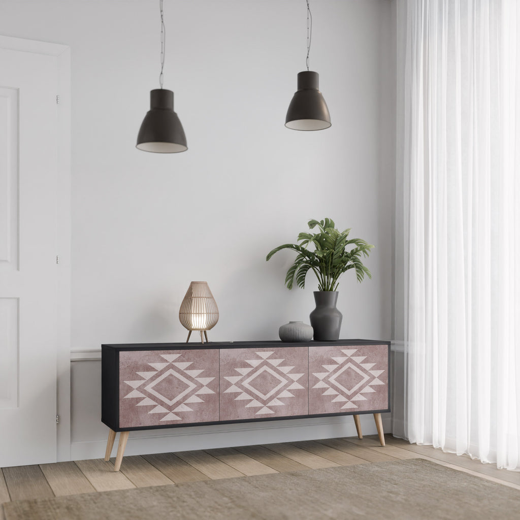 MARVEL MOSAIC 3-Door TV Stand in Black Finish