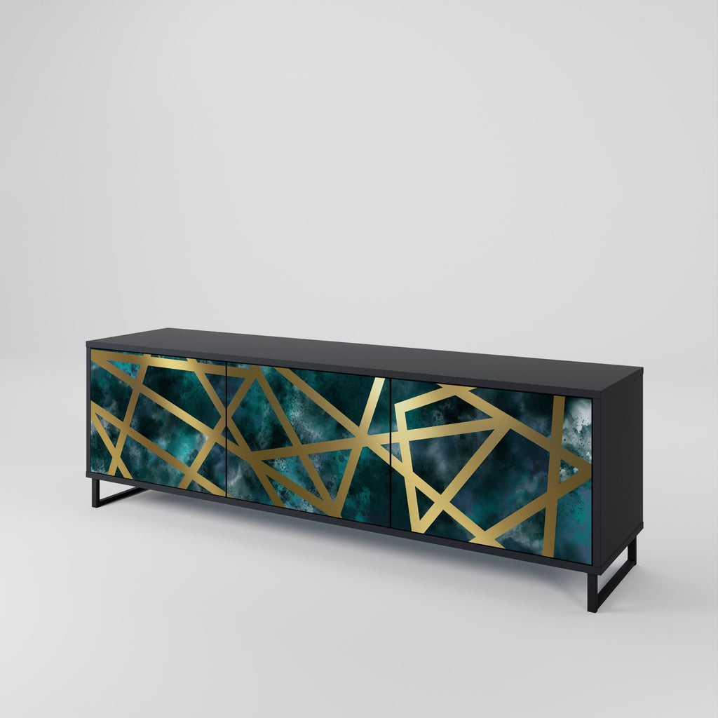 THE LABYRINTH OF GOLD 3-Door TV Stand in Black Finish