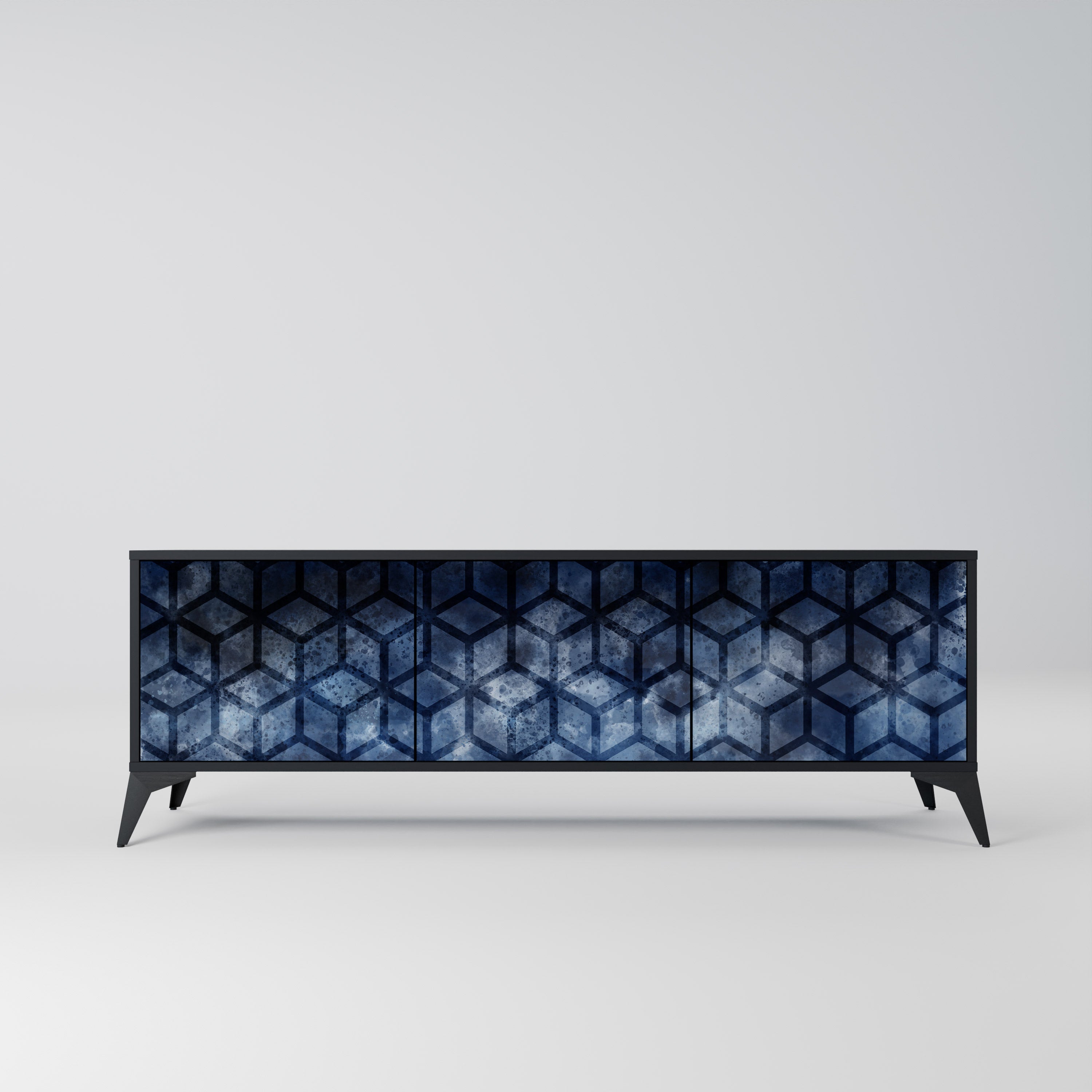 CUBIC MIST 3-Door TV Stand in Black Finish