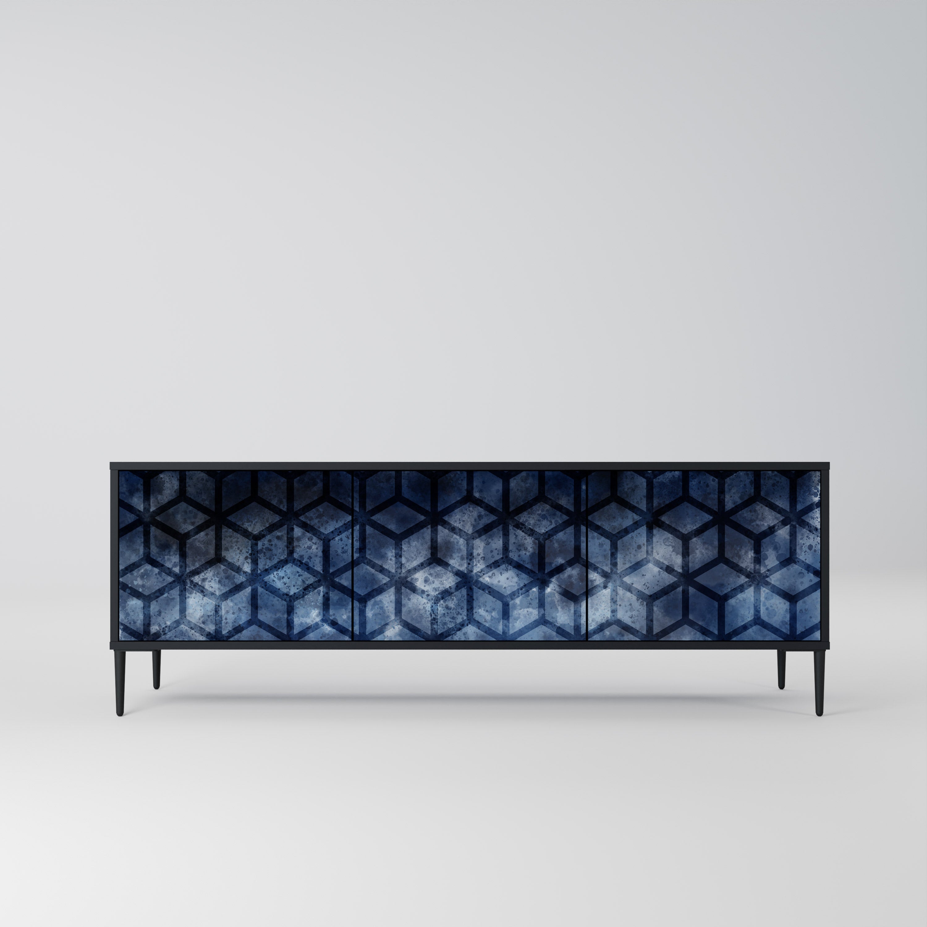 CUBIC MIST 3-Door TV Stand in Black Finish