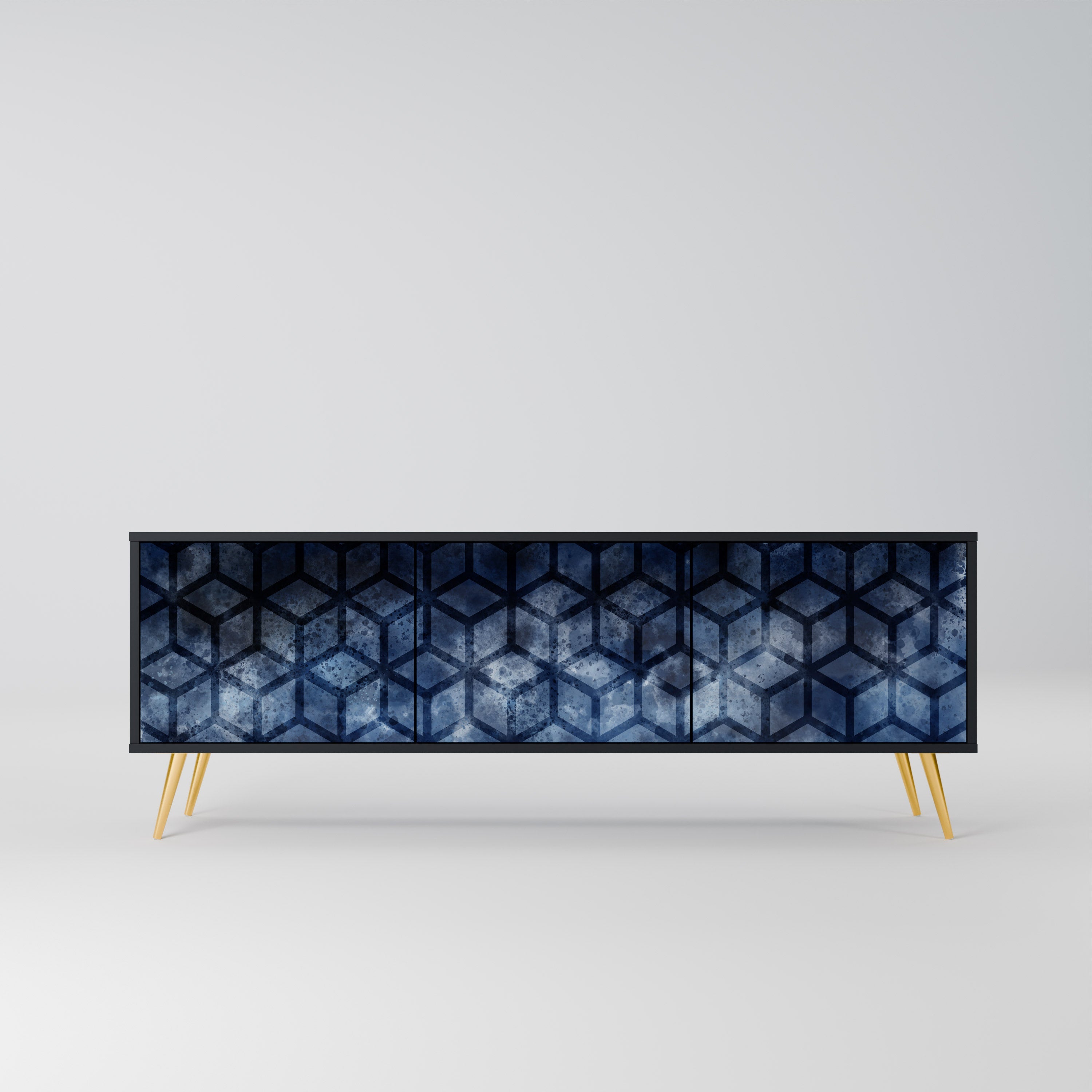 CUBIC MIST 3-Door TV Stand in Black Finish