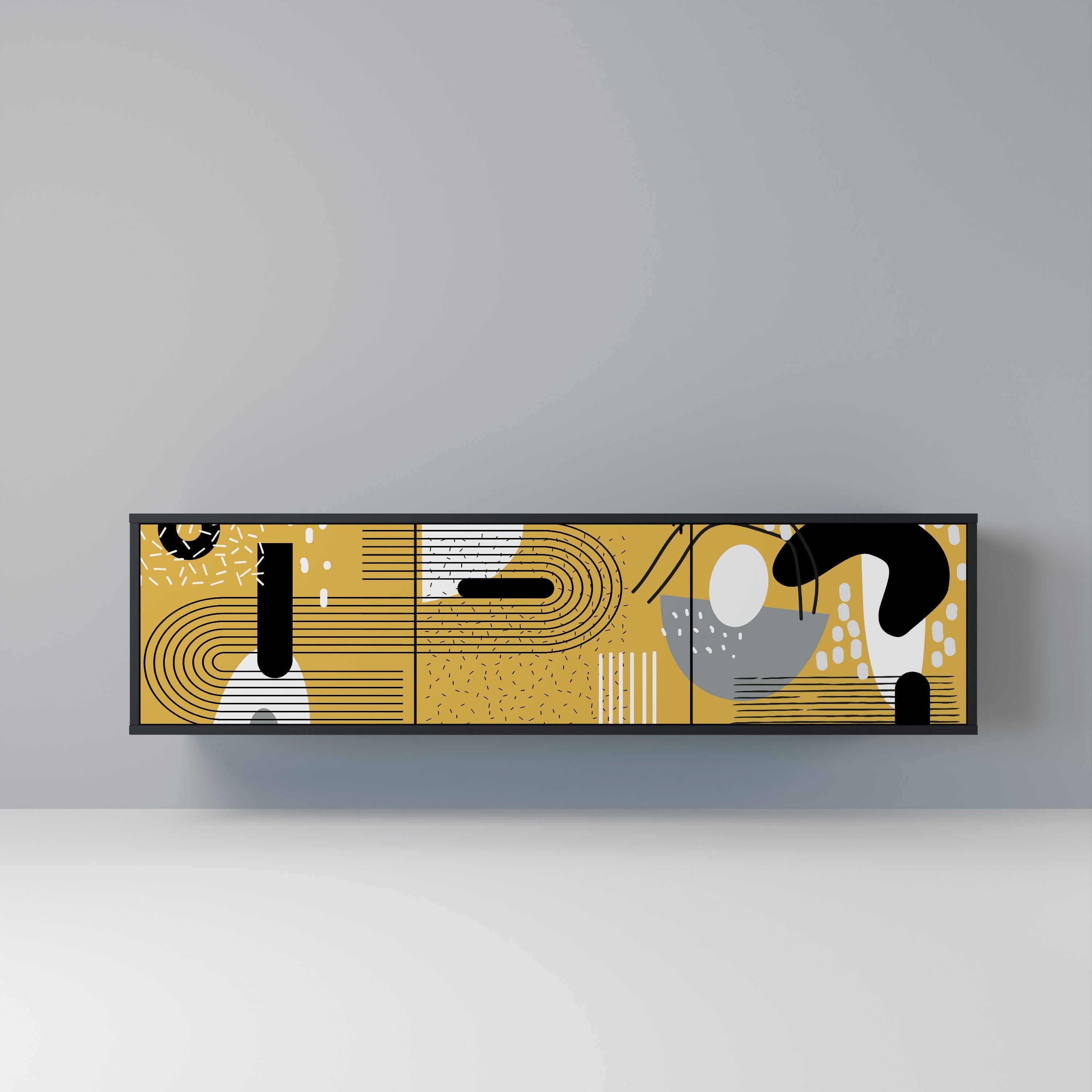 SHAPESHIFT SYMPHONY 3-Door TV Stand in Black Finish