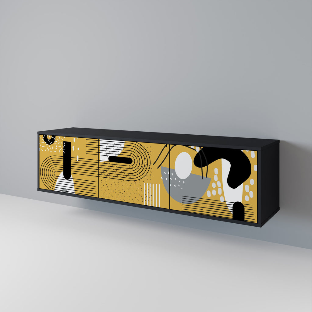 SHAPESHIFT SYMPHONY 3-Door TV Stand in Black Finish