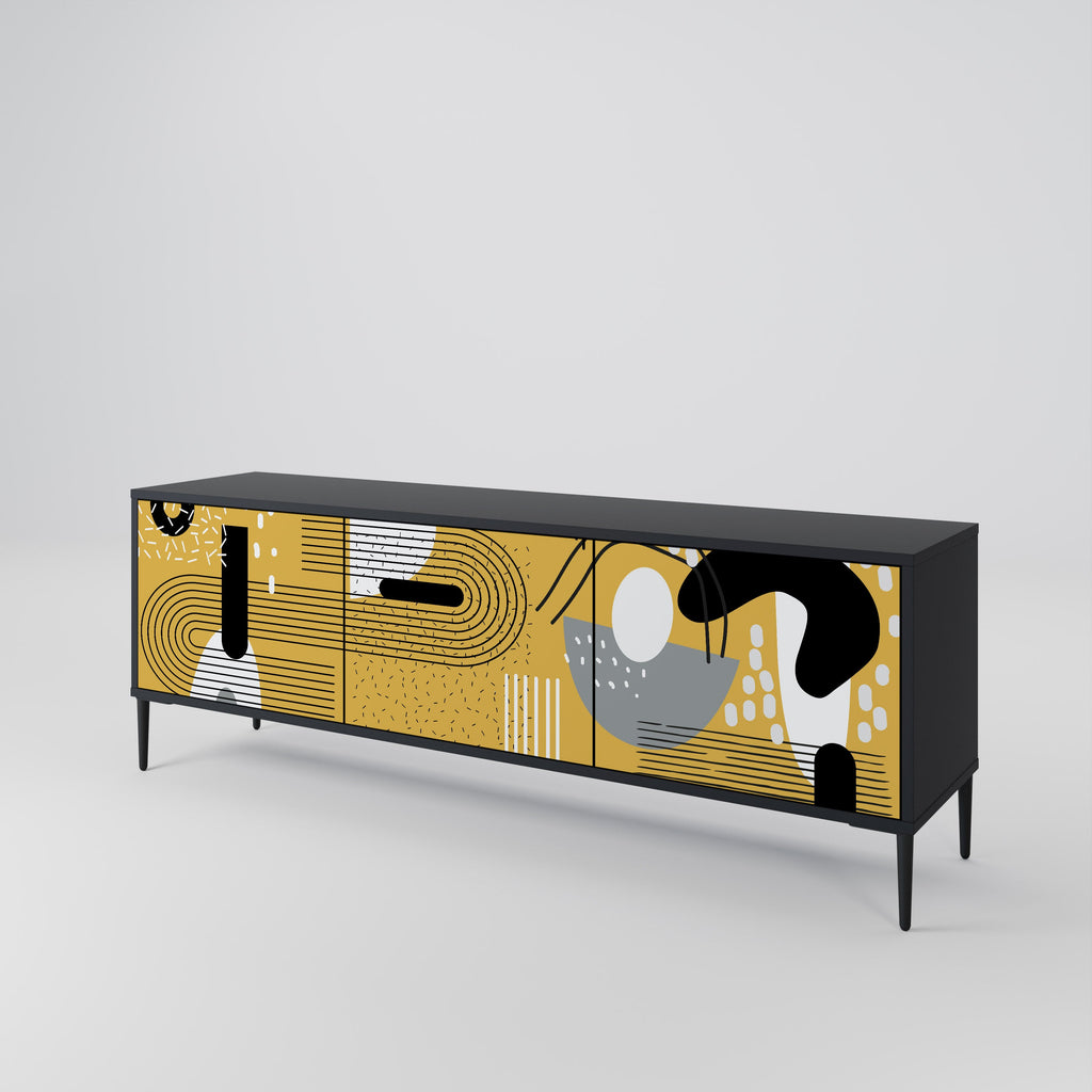 SHAPESHIFT SYMPHONY 3-Door TV Stand in Black Finish