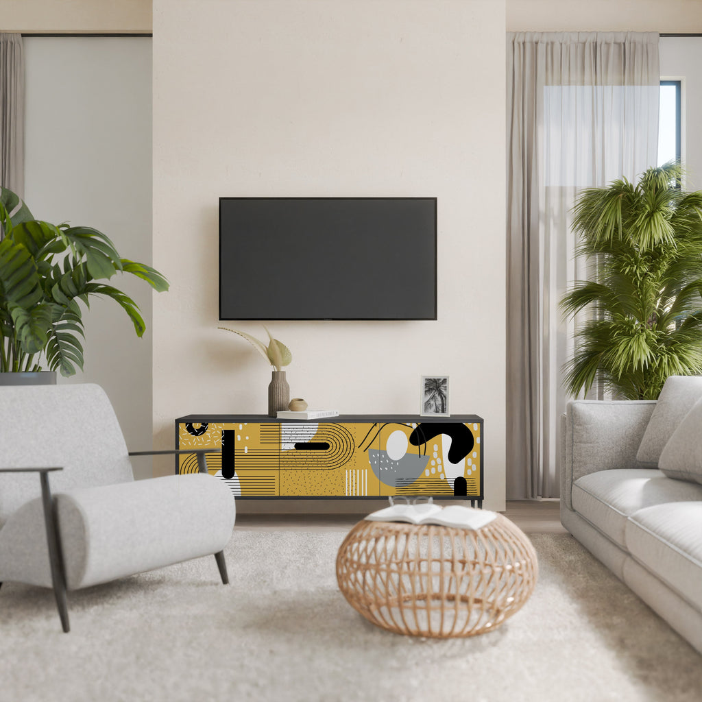 SHAPESHIFT SYMPHONY 3-Door TV Stand in Black Finish