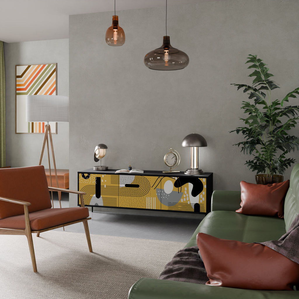 SHAPESHIFT SYMPHONY 3-Door TV Stand in Black Finish