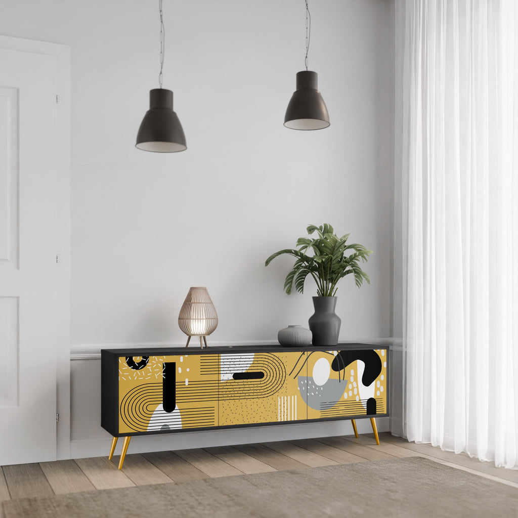 SHAPESHIFT SYMPHONY 3-Door TV Stand in Black Finish