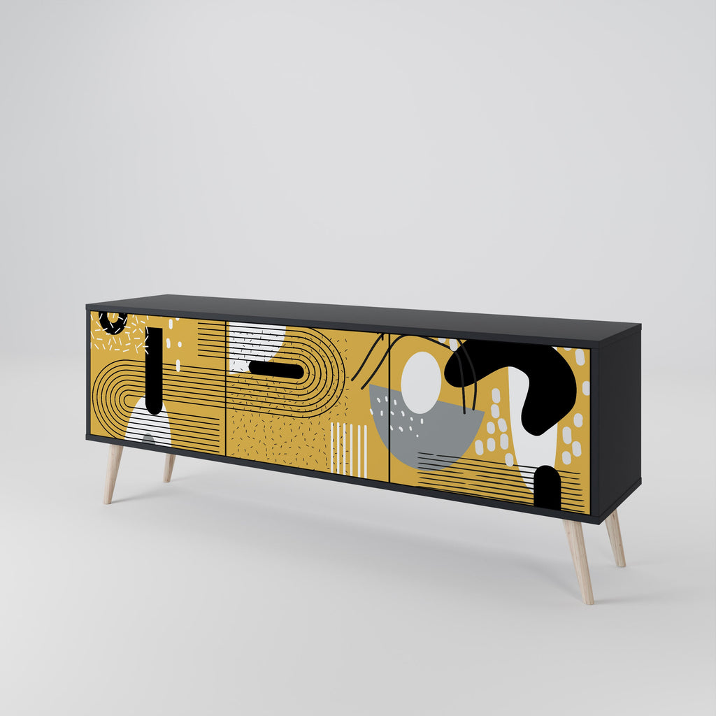 SHAPESHIFT SYMPHONY 3-Door TV Stand in Black Finish