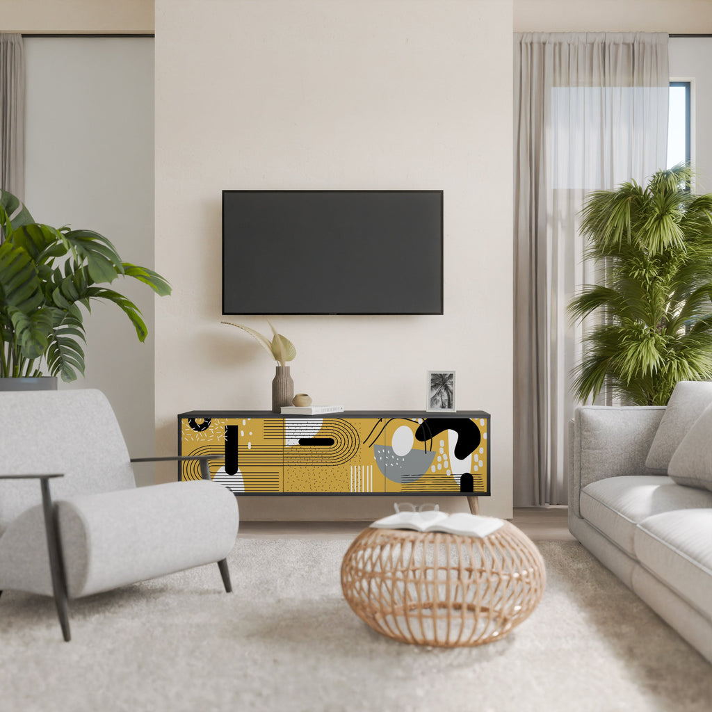 SHAPESHIFT SYMPHONY 3-Door TV Stand in Black Finish