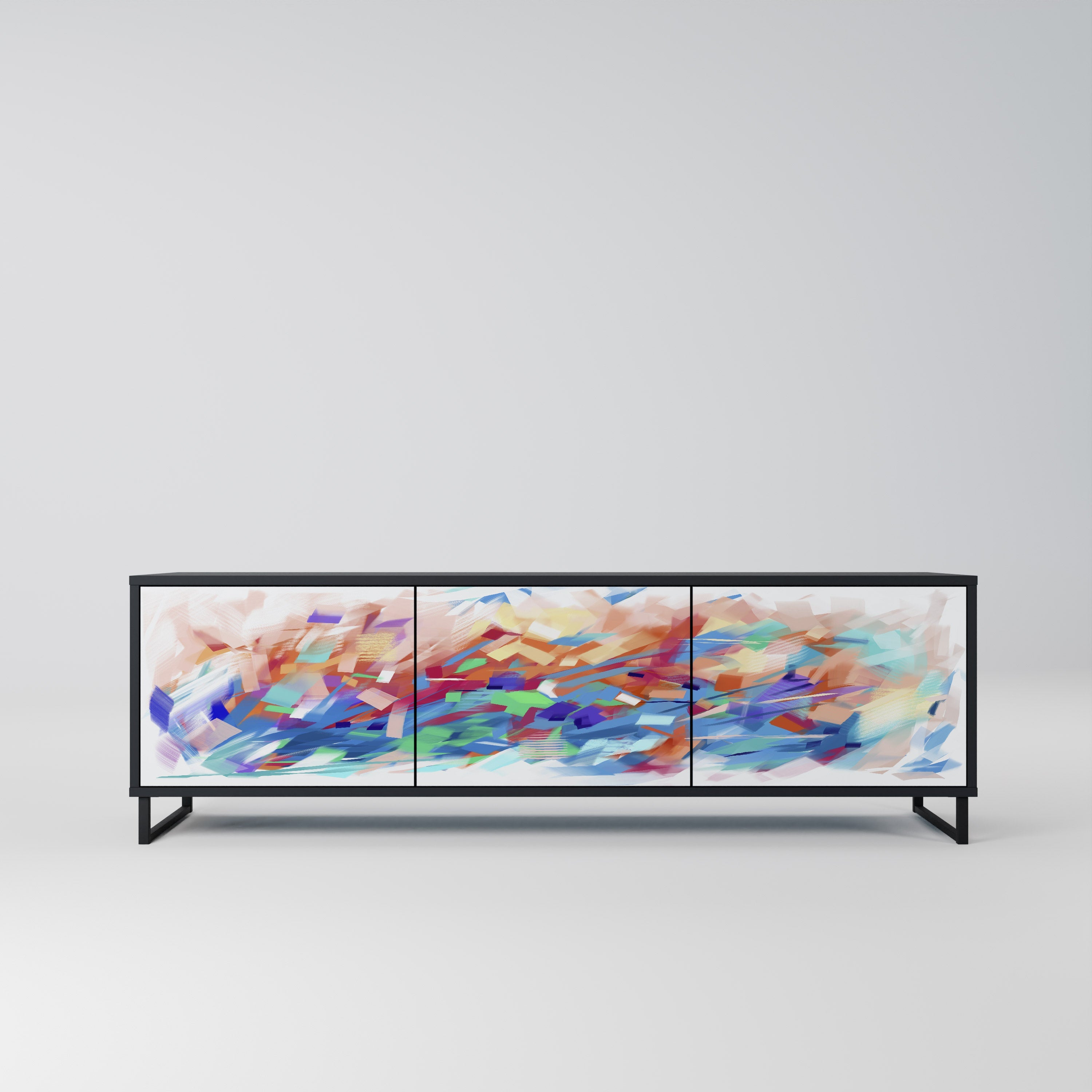 FINESSE MASH-UP 3-Door TV Stand in Black Finish