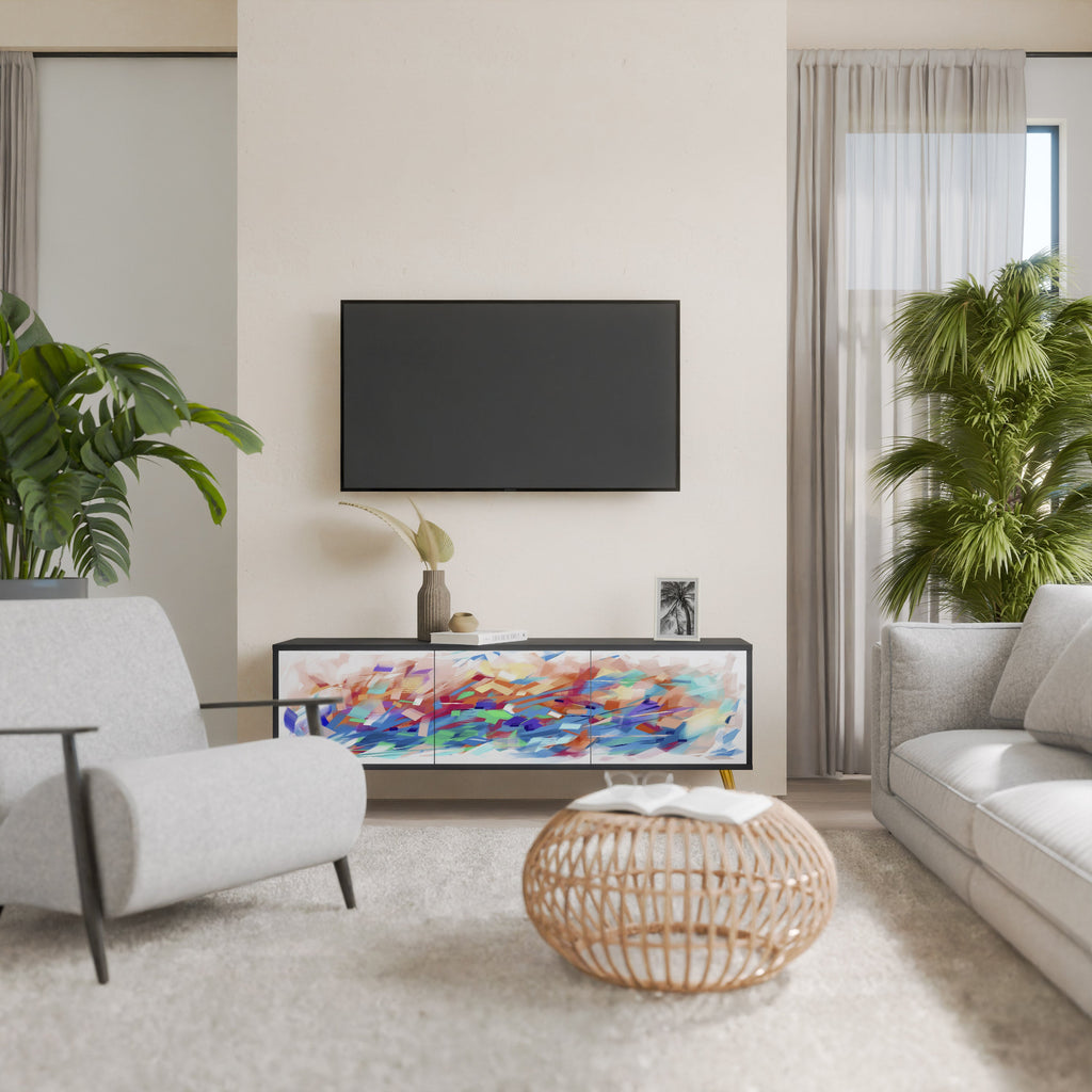 FINESSE MASH-UP 3-Door TV Stand in Black Finish