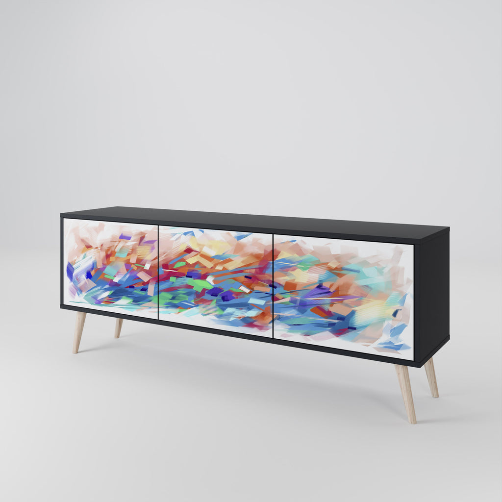 FINESSE MASH-UP 3-Door TV Stand in Black Finish