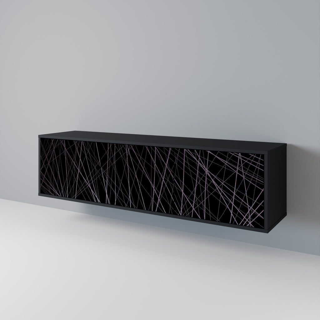 SHIMMER SPIDERGRAM 3-Door TV Stand in Black Finish