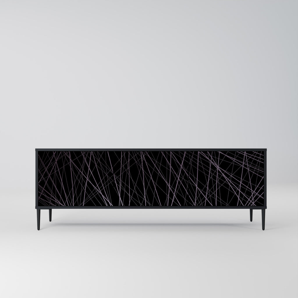 SHIMMER SPIDERGRAM 3-Door TV Stand in Black Finish
