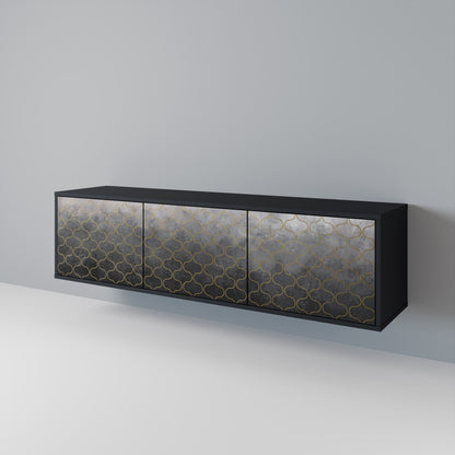 TESSELATED GRAYISH 3-Door TV Cabinet