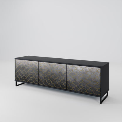 TESSELATED GRAYISH 3-Door TV Cabinet