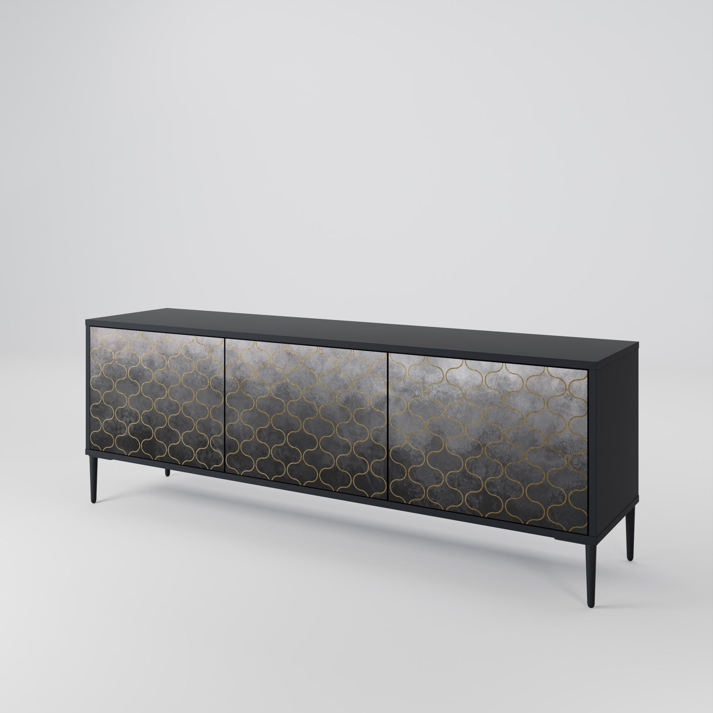 TESSELATED GRAYISH 3-Door TV Cabinet