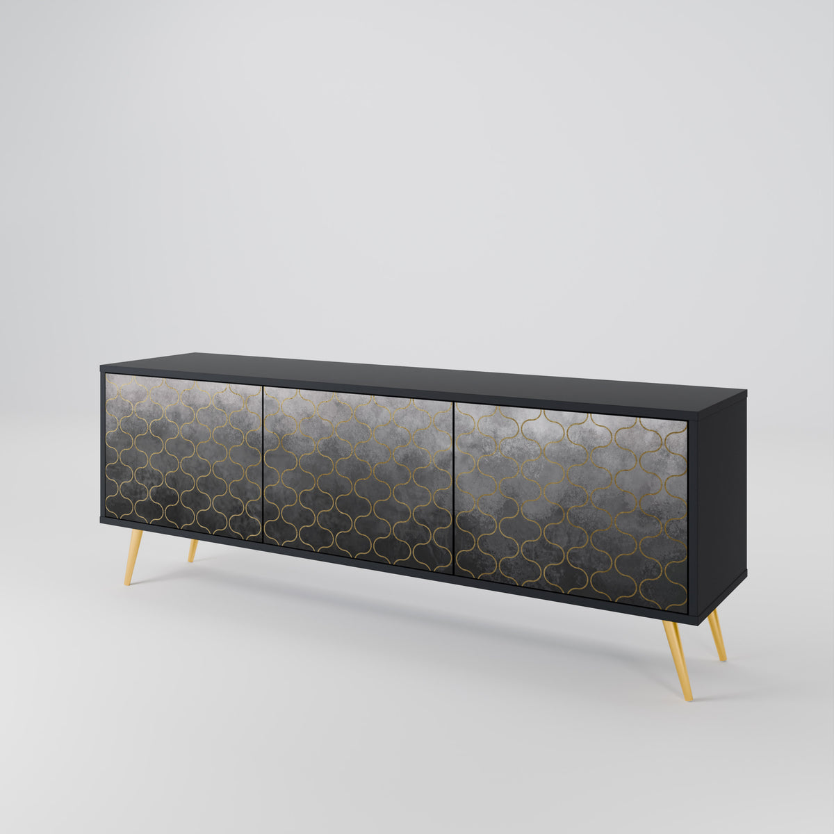 TESSELATED GRAYISH 3-Door TV Cabinet