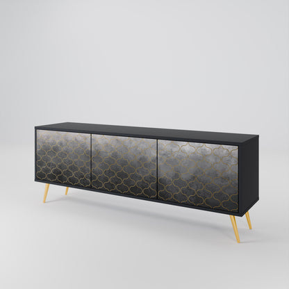 TESSELATED GRAYISH 3-Door TV Cabinet