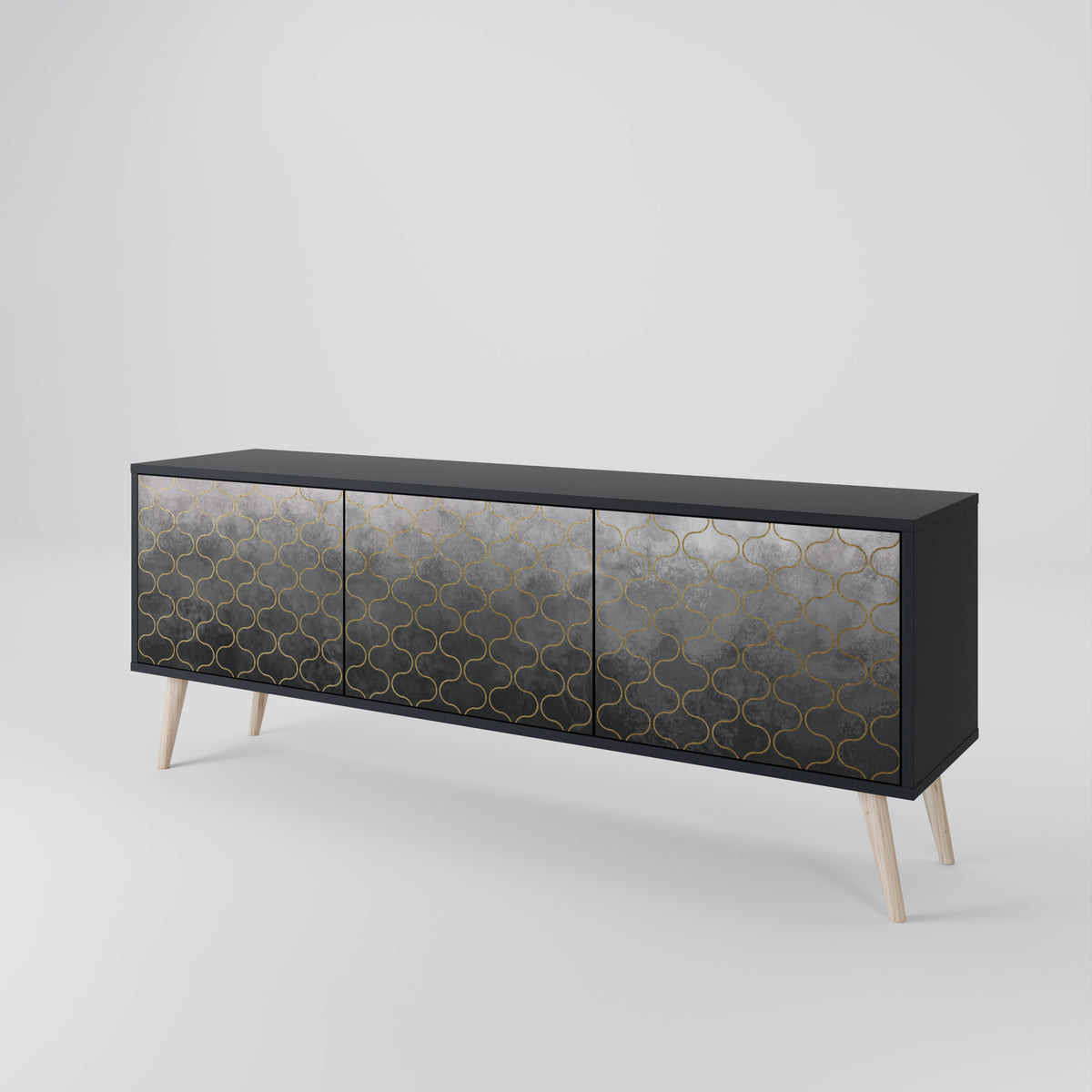 TESSELATED GRAYISH 3-Door TV Cabinet